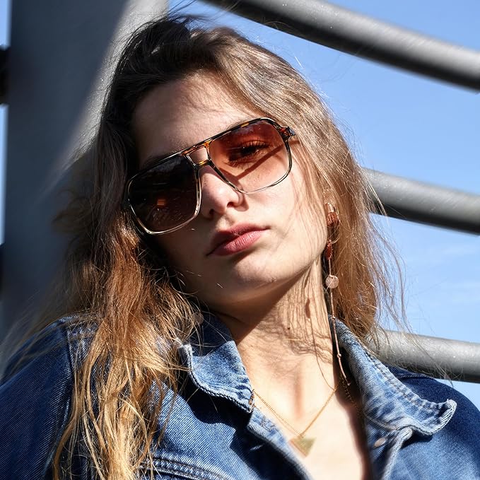 FEISEDY Retro Square Aviator Sunglasses Women Men 70s Vintage Trendy Plastic Frame Sun Glasses B4158