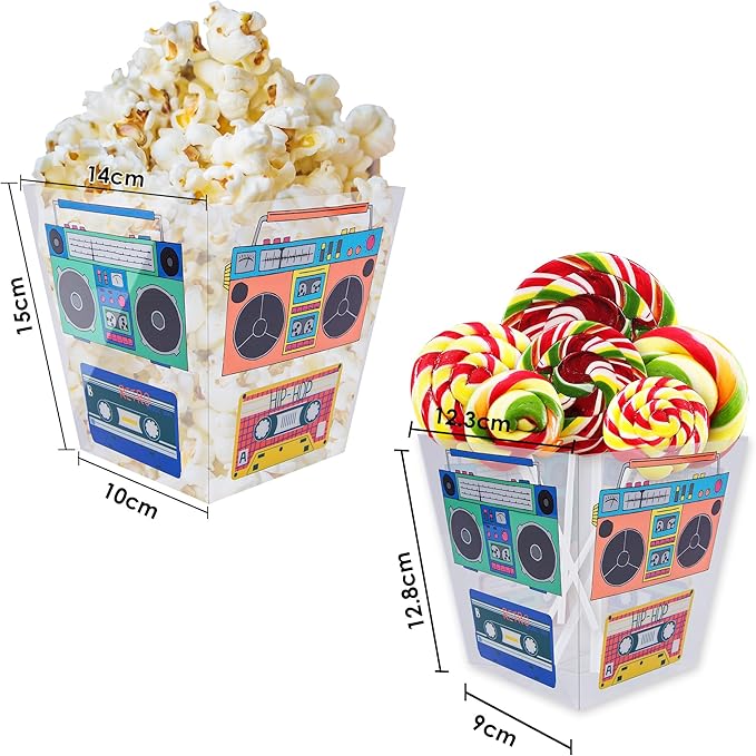 80s Bucket Centerpiece, 8Pcs 90s Tape Radio Party Supplies, 90s Theme Birthday Party Decoration Tape Radio Table Decor, Retro Hip Hop Disco Pop Music Party