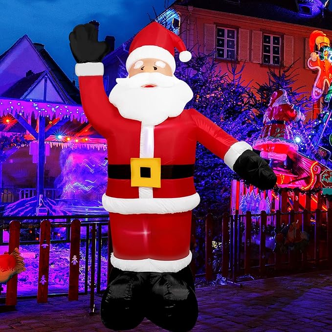 Christmas Inflatable Snowman/Nutcracker/Santa Claus Lighted Blow Up Christmas Yard Decoration with Built in Fan and Anchor Ropes (03-Santa)