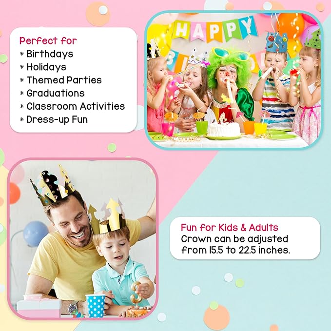 Hygloss Gold Paper Crowns 144 Pack - Paper Crowns for Kids to Decorate - Craft Activity - Blank Crown for Adults - Perfect for Parties, Celebrations - DIY Crown Crafts