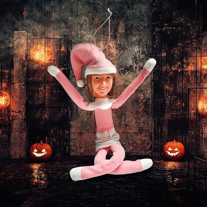 Pink Timeless Holiday Charm Elf 35cm Ornament – Handmade Pink Christmas Elf Decoration for Tree, Mantel, Shelf, and Holiday Party Décor