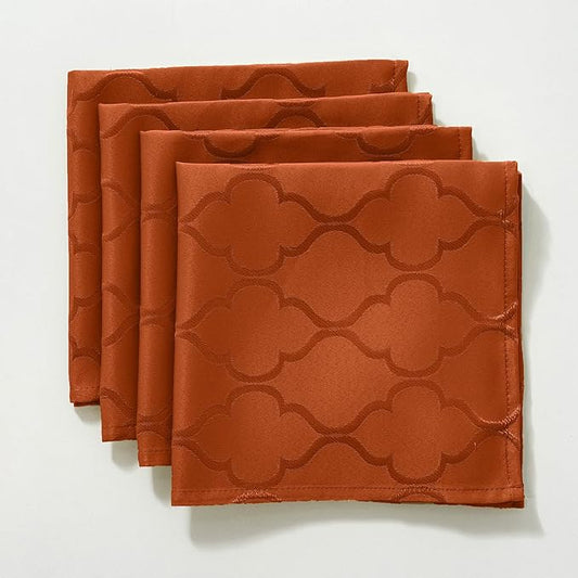 SASTYBALE Fall Jacquard Napkins 20x20 Inch - Flower Pattern Rust Polyester, Spill Proof Wrinkle Resistant, Tabletop Decor for Thanksgiving Turkey Dinner, Fall Kitchen Dining & Holiday Parties