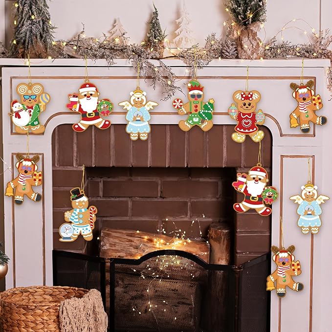 Christmas Ornaments DIY Art and Crafts for Kids - 28 Pack Make You Own Christmas Gingerbread Man Ornaments Hanging Pendants with Christmas Stickers for Xmas Tree Holiday Home Classroom Party Favors