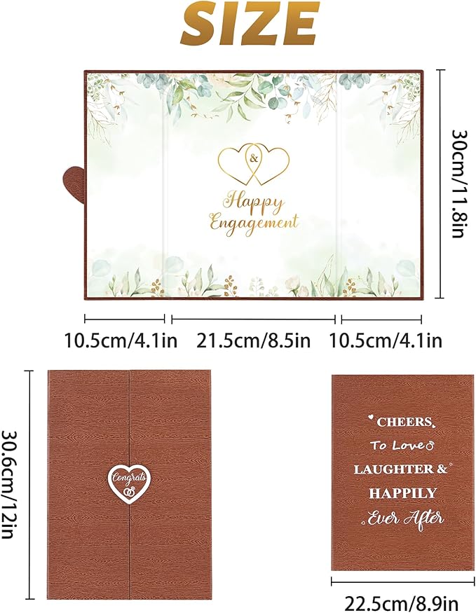 DARUNAXY Sage Green Engagement Party Decorations, Tree Texture Happy Engagement Alternative Signature Guest Book Brown Just Engaged Gifts Congratulations Engagement Signing Card Board Party Supplies