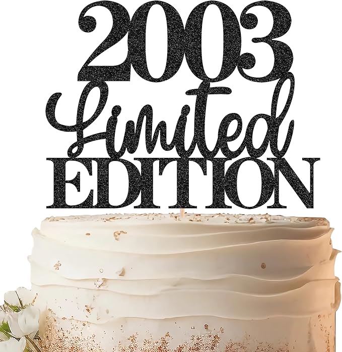 Limited EDITION 2003 Cake Topper - Black Glitter Happy 22nd Birthday Party Cake Decoration Supplies, Cheer to 22 Years Cake Bunting Decor for 22nd Birthday Party Photo Booth Props