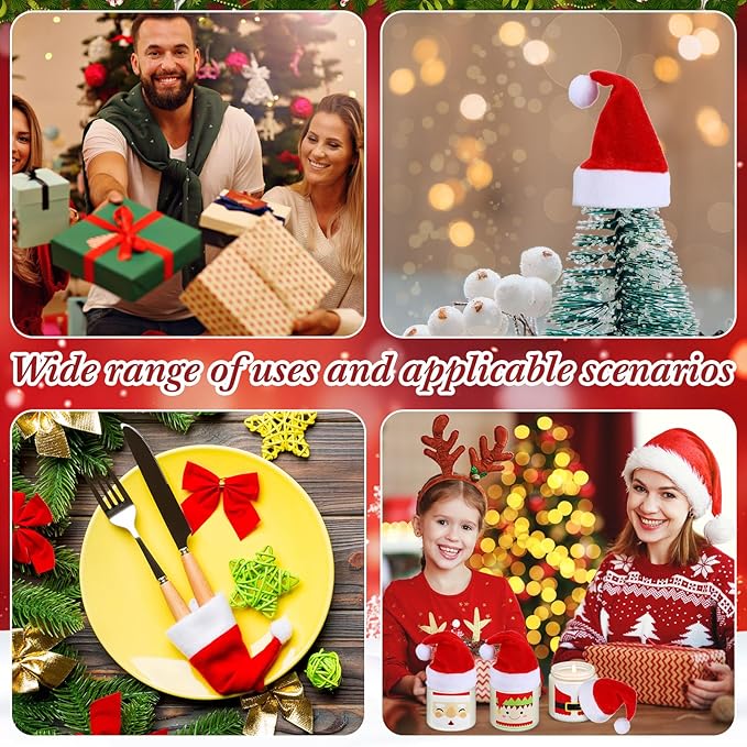 24 Pack Christmas Scented Candles Jar Set Include 12 Pcs 7oz Soy Wax Aromatherapy Candles and 12 Pcs Mini Santa Hat Holiday Party Favor Gift Bulk for Women Men Adult Coworker