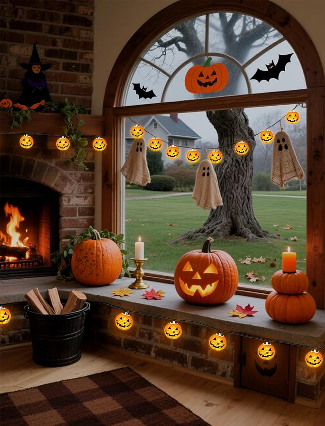 Cozy Autumn Pumpkin Lanterns, 12ft 20 LED Fall Decor String Lights, UL Certified for Indoor & Outdoor, Perfect for Thanksgiving, Harvest Festivals & Warm Porch Lighting