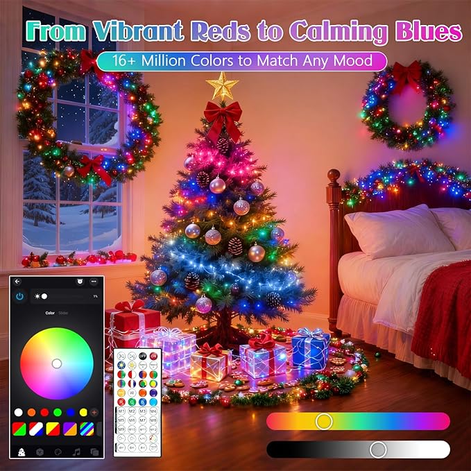 88FT 240LED Smart Color Changing Christmas String Lights Outdoor | App Control RGB LED String Lights with Remote & Timer, Waterproof Twinkle Christmas Tree Lights Indoor for Holiday Xmas Decor