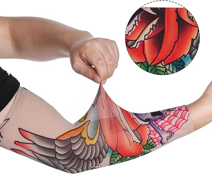 HOVEOX 20Pcs Temporary Tattoo Arm Sleeves Fake Tattoo Arm Sunscreen Sleeves