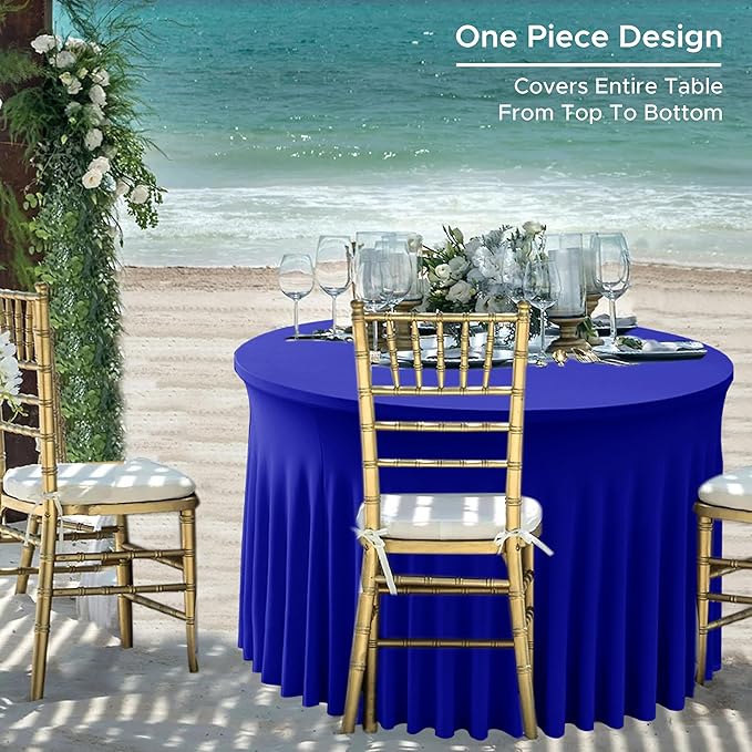 HolidayIdeas Spandex Tablecloth 6 Pack Red Fitted Round Stretch Table Skirts 60 Inch for 5ft Folding Table, Wrinkle-Free Floor Length Tablecloths for Christmas,Parties, Banquets Events