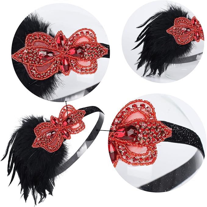 Women flapper feather headband for 1920s theme party Gatsby Headpiece for 20S Party