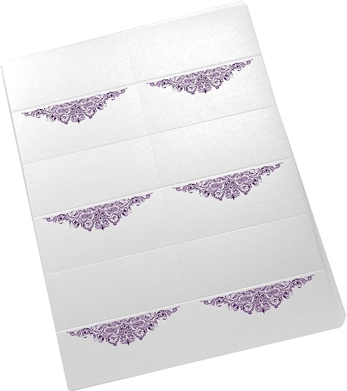 Paisley Printable Place Cards, Eggplant (Choose Color), Set of 150 (25 Sheets), Laser & Inkjet Printers - Wedding, Party, Dinner, and Special Events - Made in the USA