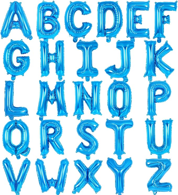 26 Pcs Blue Letter Balloons,16 Inch Foil Alphabet Letter Balloons,Letter A-Z Balloon Banner Custom Phrase Balloon for Birthday Party Wedding Anniversary Decoration (Blue 26pcs)