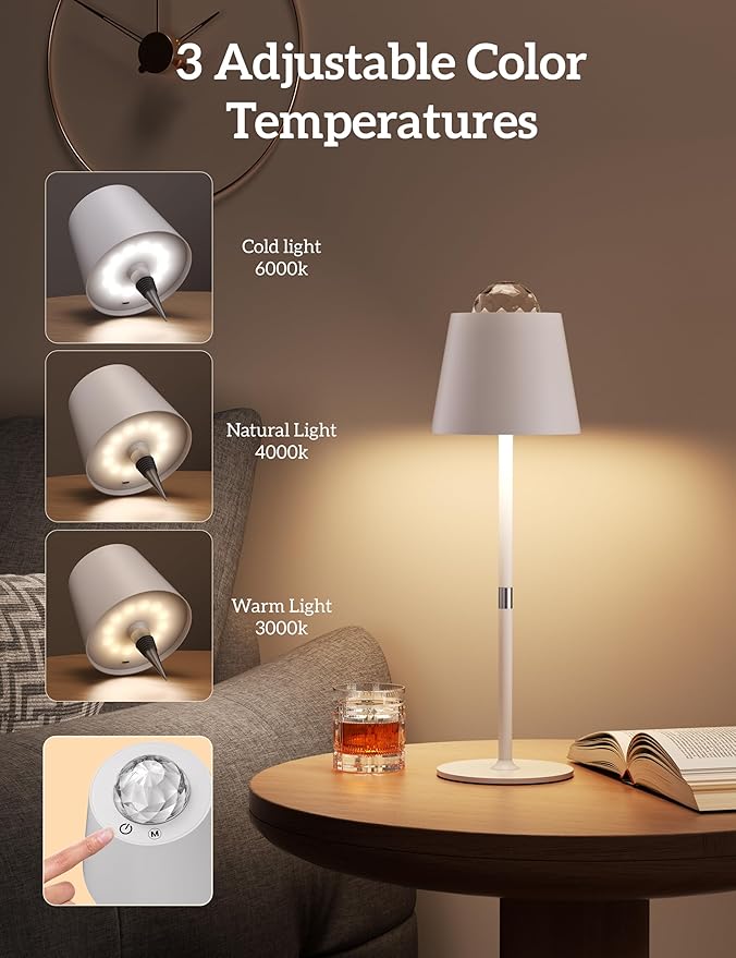 Joyzy Table Lamp with Projector Lighting, Wireless Wine Bottle Lamps Rechargeable Wine Bottle Lights Water Wave Ripple Projection Liquor Bottle Room Decoration Light Ambient for Bar Restaurants