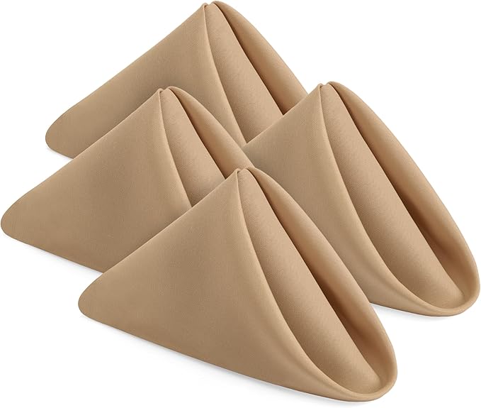 Utopia Home [24 Pack, Beige] Cloth Napkins 20x20 Inches, 100% Polyester Hemmed Edges, Washable and Reusable Ideal for Parties, Weddings and Dinners