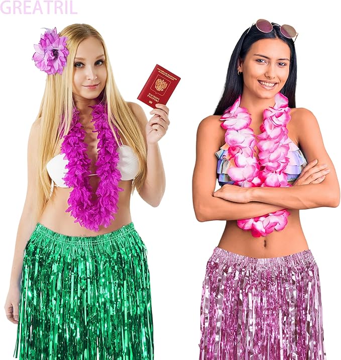 GREATRIL Foil Fringe Skirts Skirts for Birthdays Cheeleading Dance Performances - 4 Packs