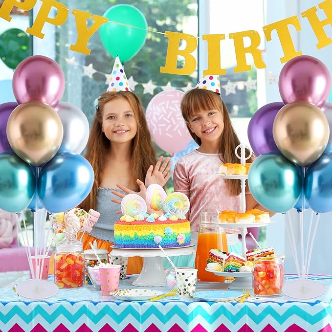 Balloon Stand Kit For Table - 6 Sets Balloon Sticks with Base For Birthday Graduation Party Decorations