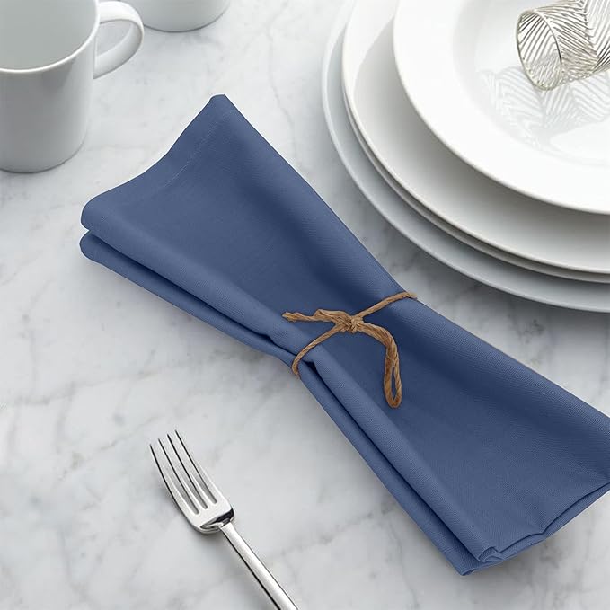Ruvanti Cloth Napkins Set of 12, 18x18 Inches, 100% Cotton, Washable, Soft & Absorbent, Perfect for Wedding, Christmas, ‎Thanksgiving Dinners - Bijou Blue