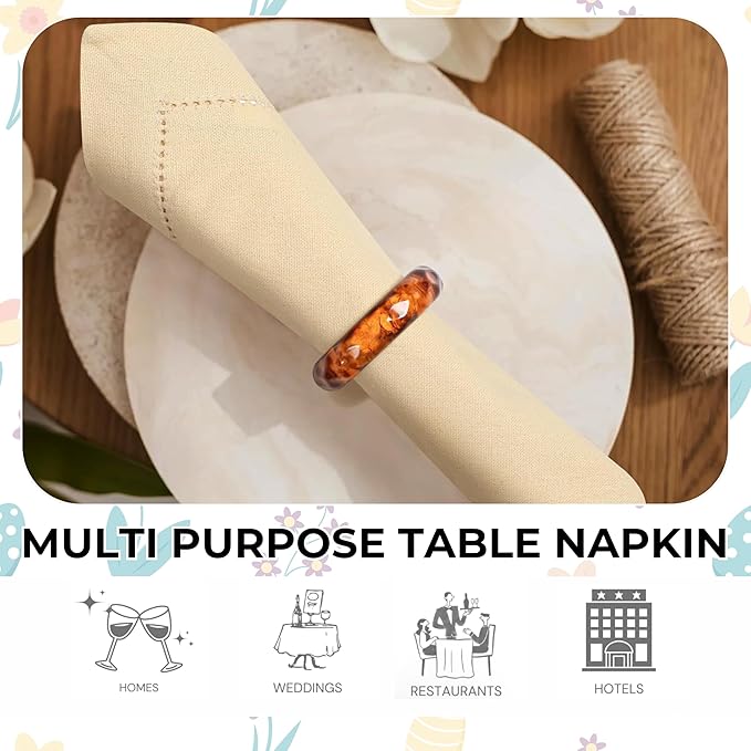 Homidate Cotton Dinner Cloth Napkins Set of 12 – 18x18 Apricot Gelato Hemstitched – Machine Washable Fabric Napkins for Weddings, Baby Showers, Gifting & Parties