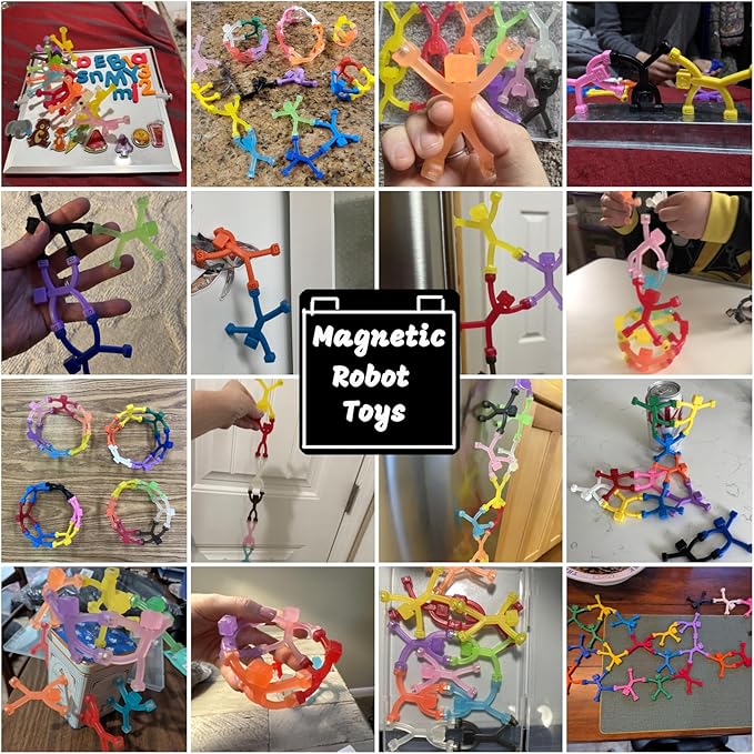 12 PCS Magnetic Travel Toys for Kids, Creative, Portable and Educational, Magnetic-People-Magnet-Men: Cute Robot & Funny Magnets, Small Fidget Toys for Classroom Prizes, Easter Egg Stuffers, Office
