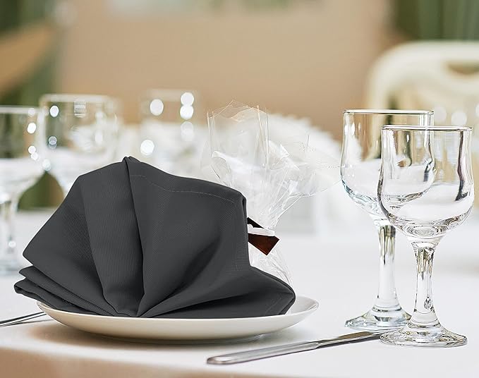 Utopia Kitchen Charcoal Cloth Napkins [12 Pack, 18x18 Inch] Absorbent Cotton Blend Washable and Reusable for Dinner, Restaurant, Lunch, Wedding and Hotel