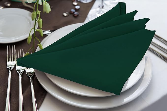 Utopia Home [24 Pack, Hunter Green] Cloth Napkins 18x18 Inches, 100% Polyester Hemmed Edges, Washable and Reusable Ideal for Parties, Weddings and Dinners