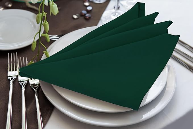 Utopia Home [24 Pack, Hunter Green] Cloth Napkins 17x17 Inches, 100% Polyester Hemmed Edges, Washable and Reusable Ideal for Parties, Weddings and Dinners