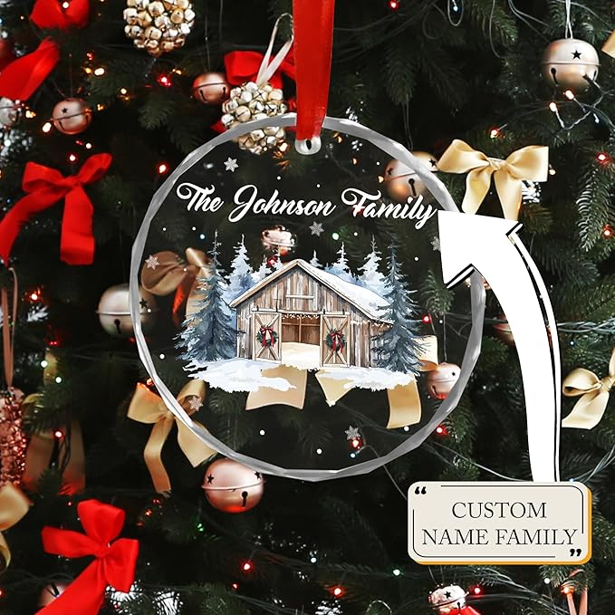 Personalized Crystal Christmas Ornaments with Photo, Custom Christmas Photo Tree Glass Ornaments, Elegant Crystal Keepsake for Family, Couples, Weddings & Christmas 2025 Gifts (#PGO09)