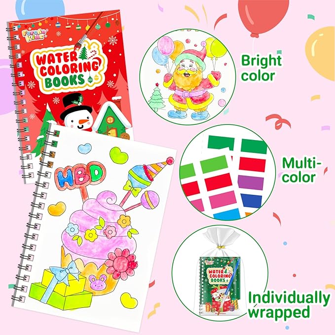 Coloring Books Party Favors for Kids - 24 Pack Christmas Mini Water Coloring Books for Kids Goodie Bags Stuffers Students Classroom Gifts Bulk, Return Gifts for Birthday Christmas Party Favors Bulk