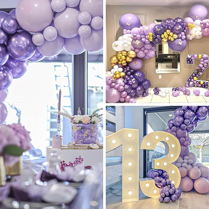 PartyWoo Metallic Purple Balloons 50pcs 12 Inch Chrome purple Balloons for Graduation Baby Shower Bridal Shower Wedding Bachelorette Engagement Girl Butterfly Birthday Party Decorations Purple-G130