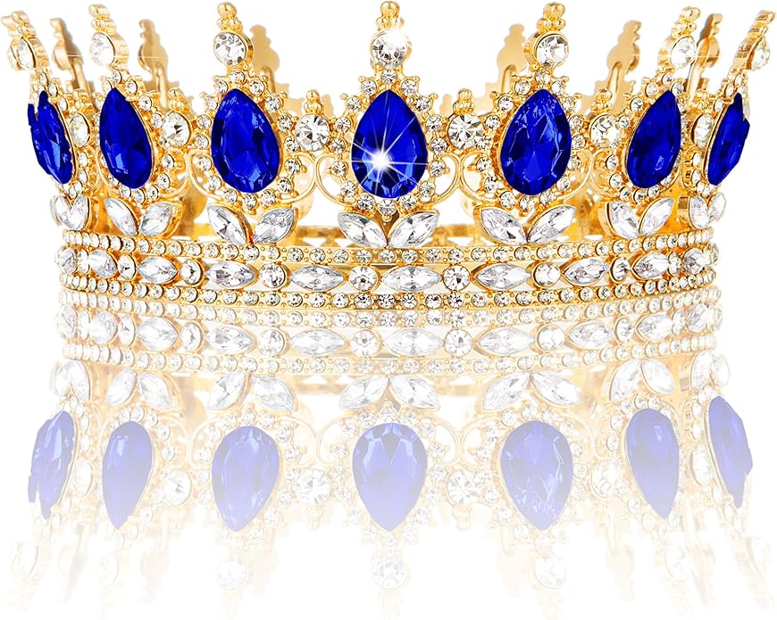 Gold Crown for Women, Crystal Queen Tiaras Headband Wedding Bridal Hair Accessories, Birthday Party Prom Cake Topper