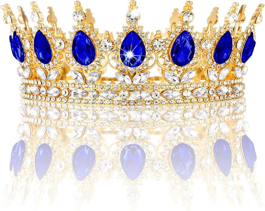 Gold Crown for Women, Crystal Queen Tiaras Headband Wedding Bridal Hair Accessories, Birthday Party Prom Cake Topper