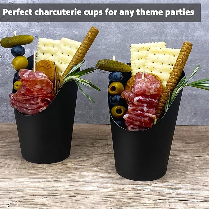 CAMKYDE [100 cups + 200 picks] 100 Pcs Charcuterie Cups with 200 Pcs Cocktail Picks (14oz, Black)