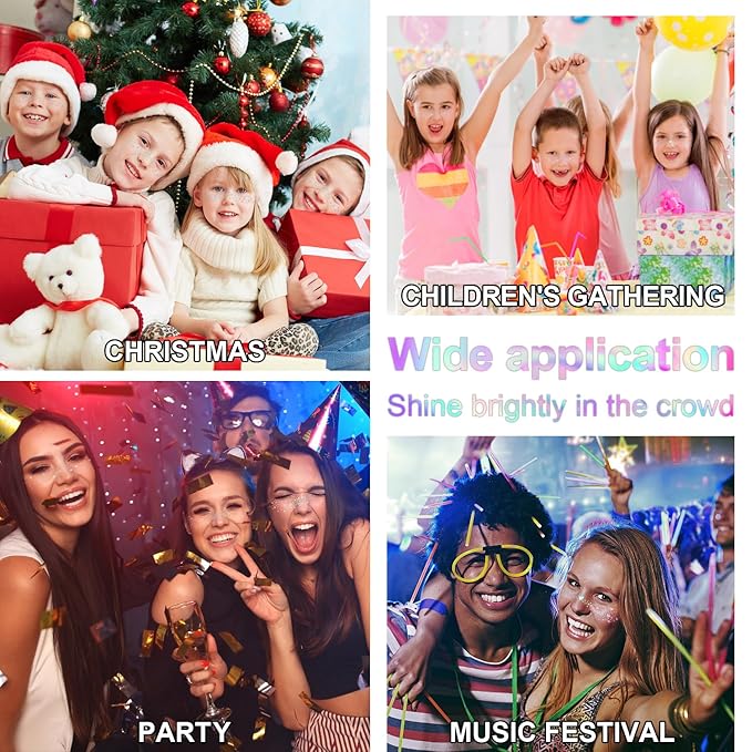 8 PCS Holographic Multicolor Glitter Freckles Face Tattoo, Makeup Patch, Faux Freckles Waterproof Temporary Tattoos Cute Glitter For Women and Kids Halloween Christmas (8PcsB Holographic Multicolor)
