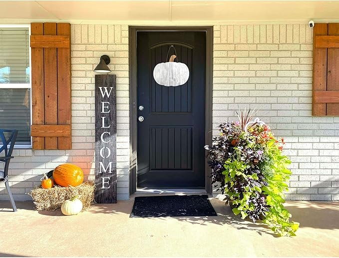 BARNWOODUSA Rustic Farmhouse Wood Pumpkin Fall Harvest Wall Décor for Autumn, Thanksgiving, Halloween, DIY Décor White Wash 12 inch Pumpkin Reclaimed and Recycled Wood