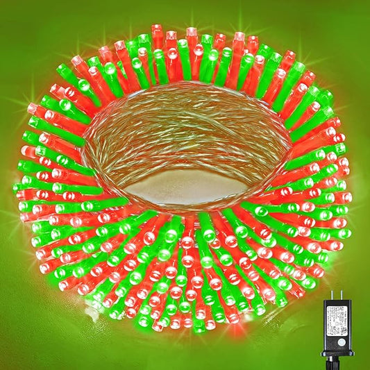 500 LED Christmas Lights Outdoor 165ft Extra Long Christmas String Lights 8 Modes Waterproof Plug in Twinkle Fairy Light for Bedroom Indoor Outside Home Party Decoration, Red&Green