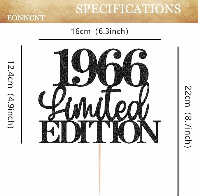 Limited EDITION 1966 Cake Topper - Black Glitter Happy 59th Birthday Party Cake Decoration Supplies, Cheer to 59 Years Cake Bunting Decor for 59th Birthday Party Photo Booth Props