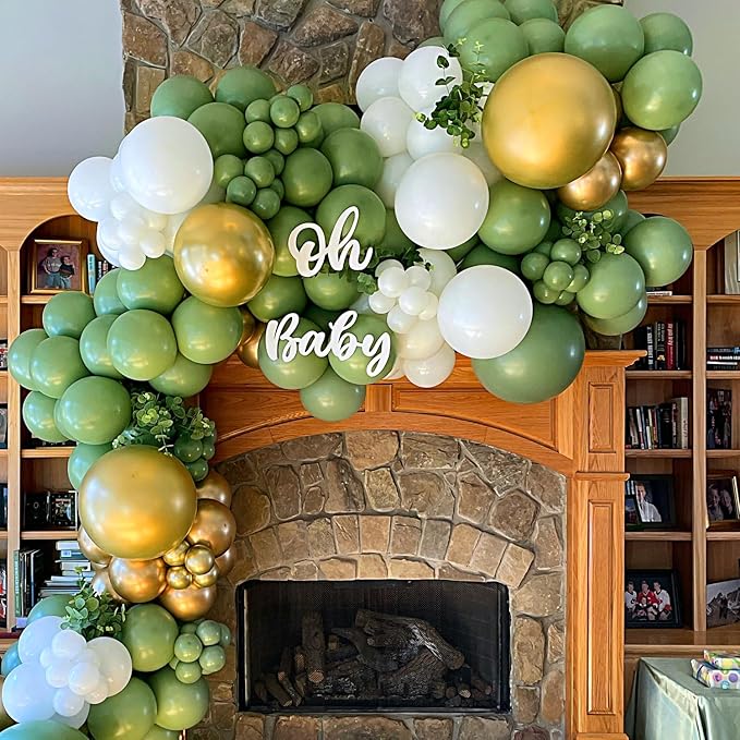 110pcs Sage Green Balloons 12 Inch Green Latex Balloon Garland Arch Kit for Birthday Baby Shower Anniversary Graduation Wedding Party Decorations