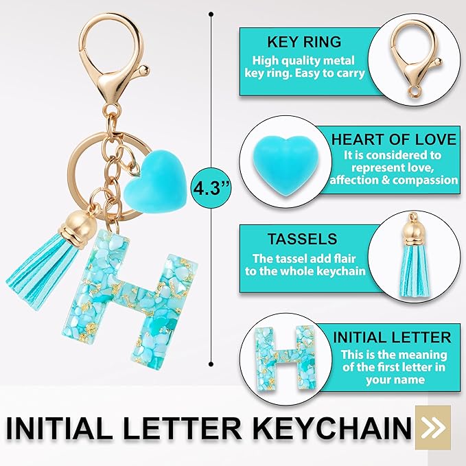 Initial Letter Keychain, Butterfly Keychain Cute Resin, Initial Keychain Backpack Charms, Key chain for Women, Girls