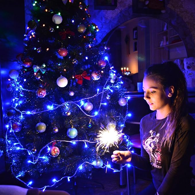 Vivideal Blue Christmas Lights Outdoor, 262FT 800 LED Blue String Lights for Outside with 8 Modes Timer Memory for Patio Xmas Tree Decorations