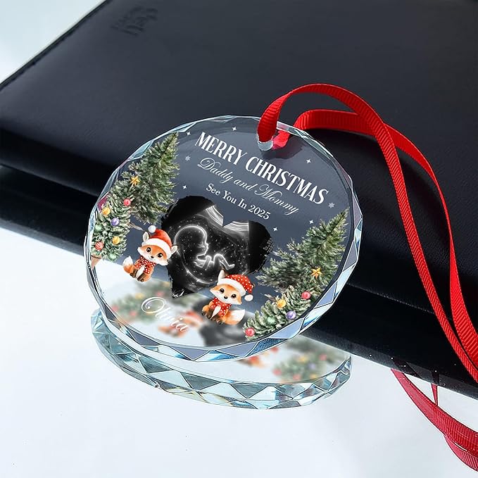 Personalized Crystal Christmas Ornaments with Photo, Custom Christmas Photo Tree Glass Ornaments, Elegant Crystal Keepsake for Family, Couples, Weddings & Christmas 2025 Gifts (#PGO04)