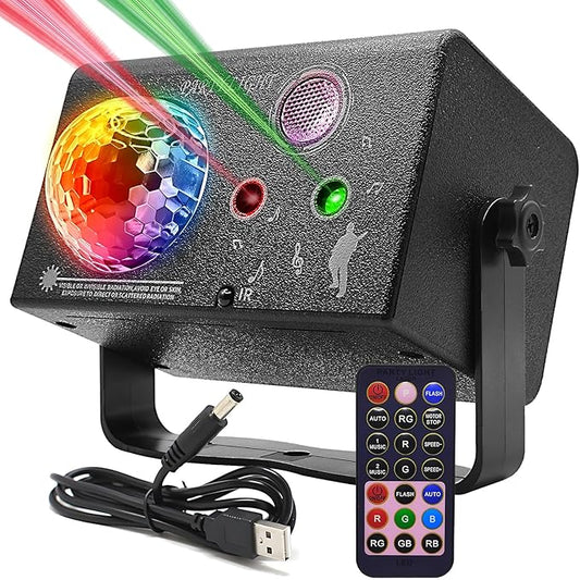 Disco Laser Lights Projector for Party: Sound Activated Dance Floor Light Disco Ball Lamp DJ Lazer Show Music Sync LED Club Strobe for Karaoke Indoor Outdoor Halloween Rave Kids Decorations