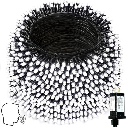 Voice Controlled Smart Christmas Lights Outdoor, 174.8ft 500 LED Twinkle String Lights with 7 Voice Commands, 12 Modes & Timer, Waterproof Christmas Tree Lights for Party Garden (Cool White)