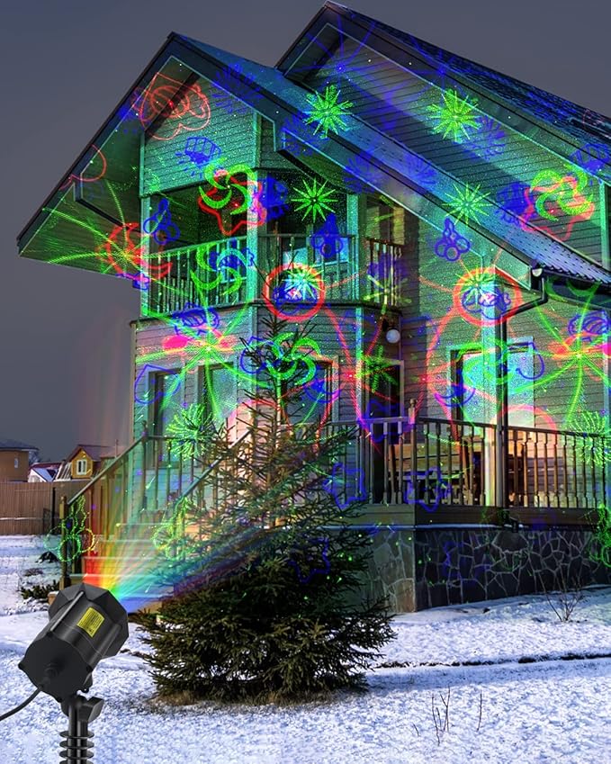 Poeland Christmas Moving Laser Lights, Garden Projector Lights 30 Patterns, Decorative Lights for Indoor, Outdoor, Home, Garden