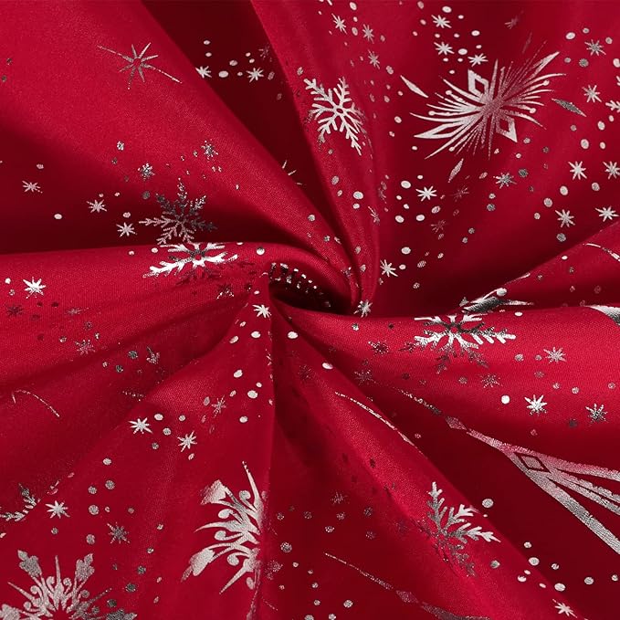 LUSHVIDA Christmas Rectangle Table Cloth – Washable Water Resistance Holiday Microfiber Tablecloth Decorative Table Cover for Banquet Party Kitchen Dining Room, 60 x 120 Inch