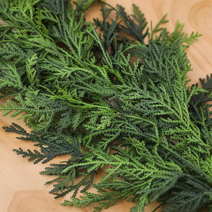 Jutom 1 Pcs 6 ft Christmas Cedar Garland Greenery Realistic Cedar Pine Needles Garland Artificial Decoration for Table, Mantel, Wall, Home Winter Holiday Party Decor
