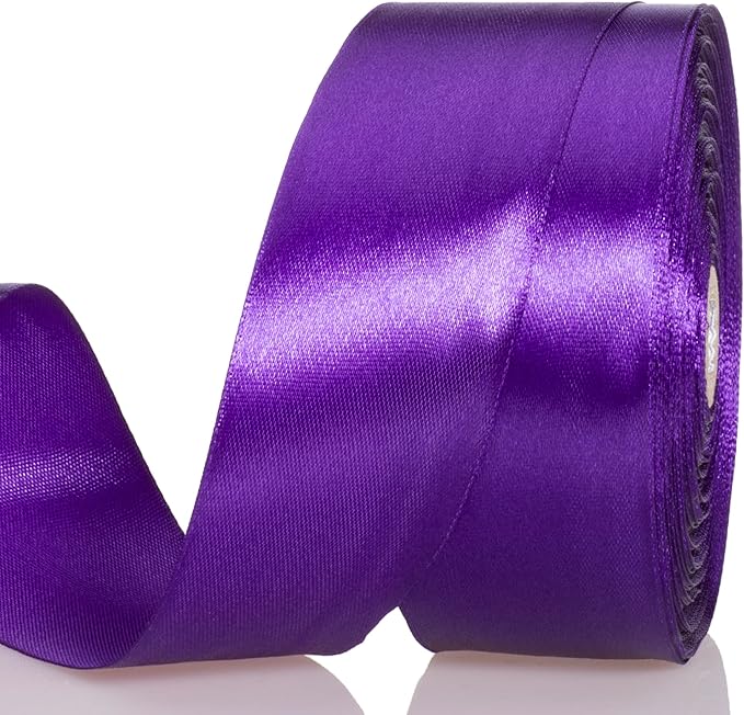 1 1/2 Inch Purple Solid Satin Ribbon, 50 Yards Craft Fabric Ribbon for Gift Wrapping Floral Bouquets Wedding Party Decoration