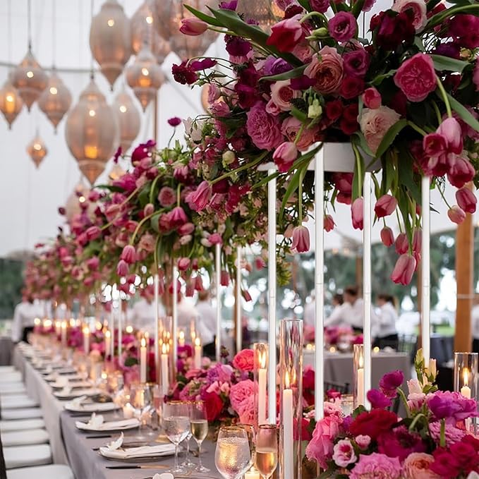 10Pc Tall Acrylic Vases Wedding Centerpieces for Tables - 20inch Clear Floral Stand Column Geometric Centerpiece Stands for Wedding Birthday Party Home Table Decorations