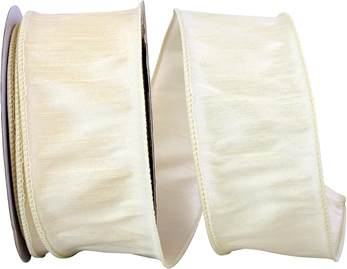 Reliant Ribbon 92975W-810-40H Dupioni Supreme Wired Edge Ribbon, 2-1/2 Inch X 20 Yards, Ivory
