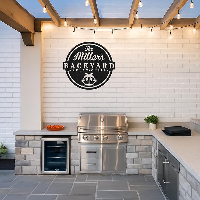 Custom BBQ Grill Metal Sign Personalized Name Wall Art for Outdoor Barbecue Patio Kitchen Backyard Decor Gift for Dad Husband Men Papa Grandpa Father Grilling Enthusiasts Family Lover Funny Gifts 72
